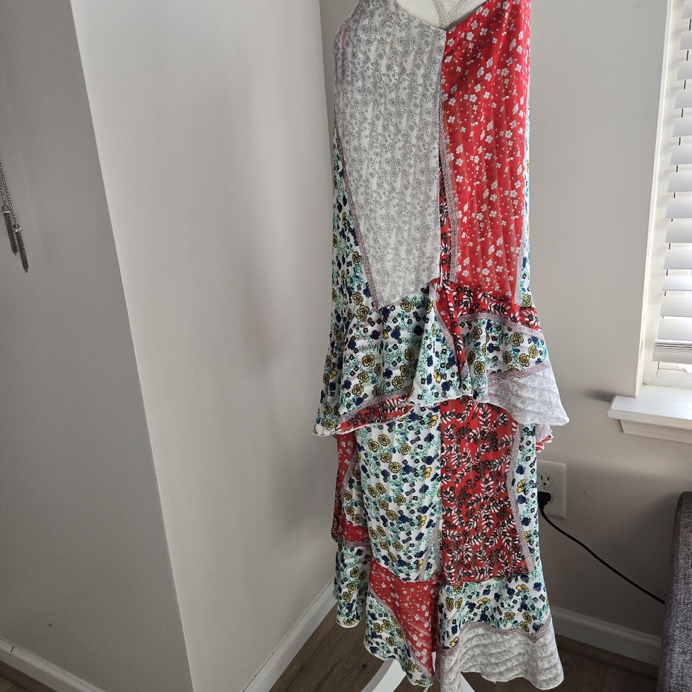 Madame Size L Floral Patchwork Aysemetrical Ruffle Hem Maxi Dress - Picture 9 of 16